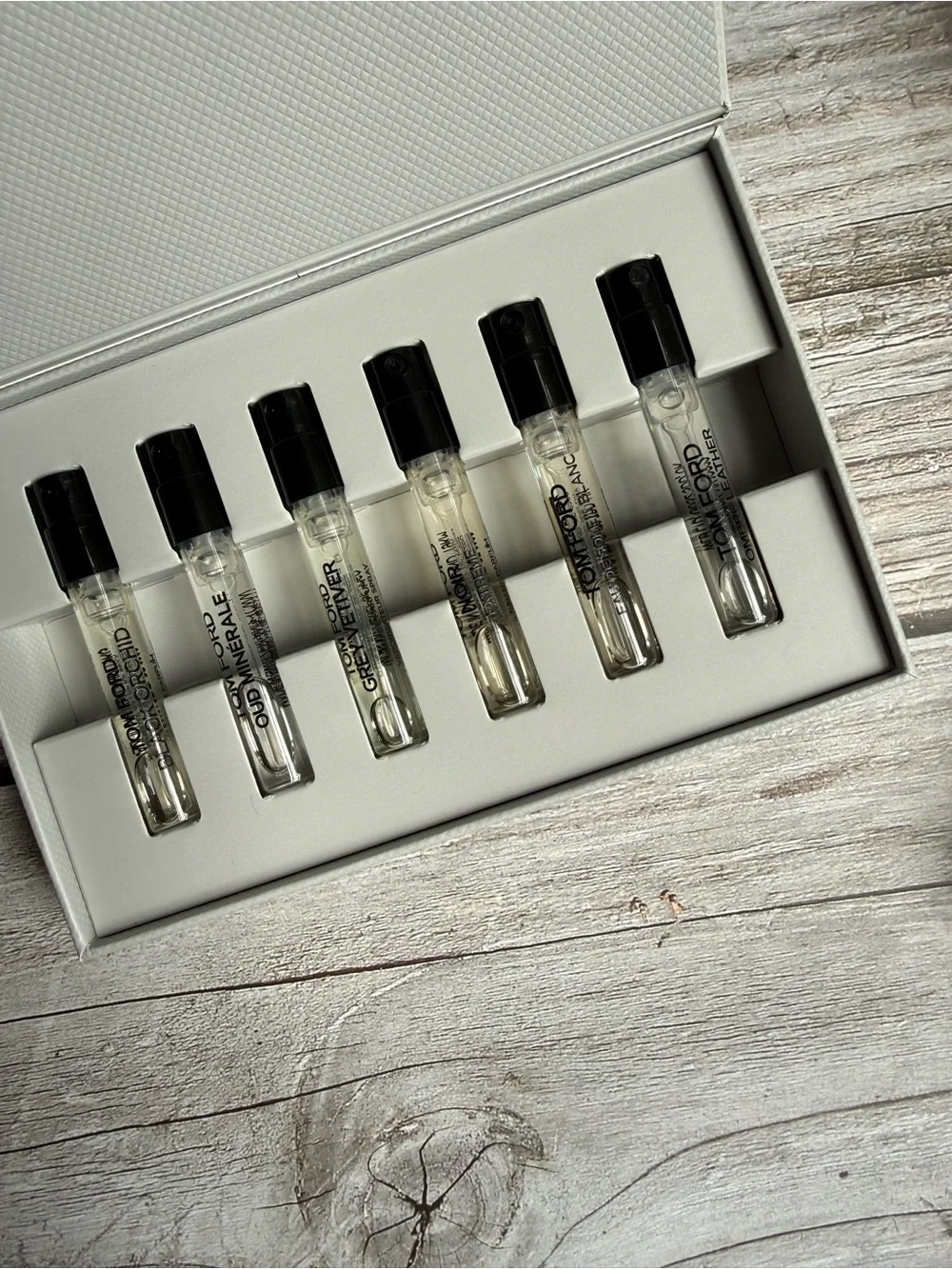 6pc Tom Ford Signature Discovery Set Black Orchid Ombre Leather Grey Vetiver NIB